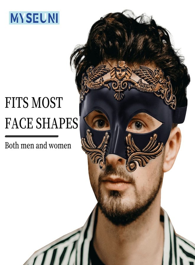 MYSEUNI Masquerade Mask for Men - Roman Greek Venetian Half-face Mask for Mascarade Ball Halloween Party Mardi Gras Masks Costume Accessory - Image 4